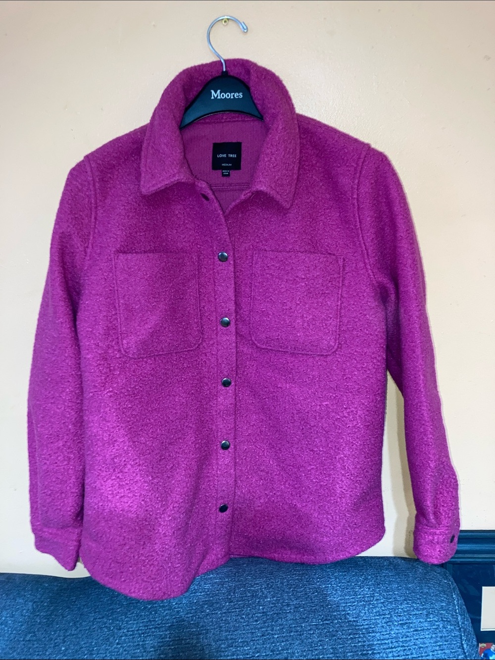Love Tree Women’s Magenta Teddy Jacket with Front Snaps